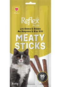 Resim Reflex Plus Av Hayvanlı Ve Kaz Etli Sticks Kedi Ödül Maması 5 Gr 3 Lü 