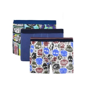 Resim Veaven Erkek Mavi Desenli Pamuklu Likralı Basic Boxer 3'lü Set Vavn201-0000002-1 Çok Renkli 