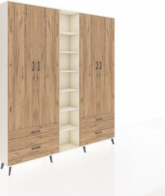 Resim Arges Dolap 12 Raflı 4 Çekmeceli 2 Askılı 220x30x243 Aytaşı-çam/çam Atlas Çam/atlas Çam 