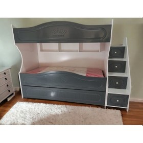 Resim Nice Tamamı Mdf Lake Boyalı Yavrulu 3 Lü Ranza Ab 