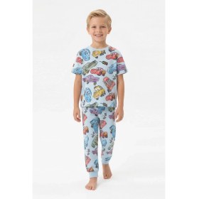 Resim Isobel Cars Baskılı %100 Pamuk Erkek Çocuk Pijama Takımı 