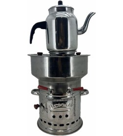 Resim Paslanmaz 304 Çelik 7 L Çift Hazneli Demlikli Semaver 