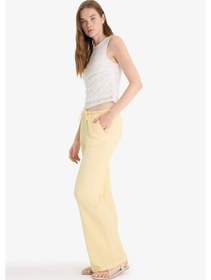 Resim Defacto Wide Leg Cepli Normal Bel Standart Boy Bürümcük Pantolon F7659ax25auyl252 Sarı 