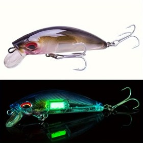 Resim Alacakaranlık Navigatörü, Karanlıkta Parlayan Minnow Balıkçılık Yemi - 3D Gözler, Gece Balıkçılığı için Kanca ile Dayanıklı ABS Sert Yem, Gerçekçi Wobbler Tasarımı, 9cm/3.54in 