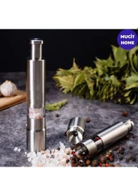 Resim Mucit Home 2 Li Manuel Basmalı Baharat Öğütücü 304 Paslanmaz Çelik Tuz & Karabiber Değirmeni Karışık 