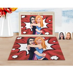 Resim Bk Gift Kişiye Özel Kız Kardeşler Karikatürlü 1000 Parça Profesyonel Puzzle-10 