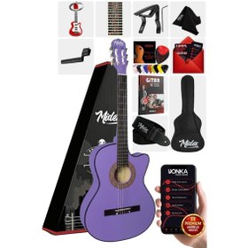 Resim Midex Cg-395prp Klasik Gitar 4/4 Sap Ayarlı Kesik Kasa Full Set Çanta Askı Tuner Metod Pena 
