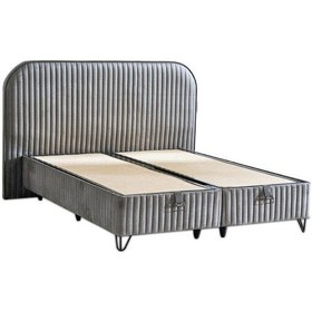 Resim Line Visco Lüks Baza Ve Başlık Seti 120x200 Cm Tek Kişilik Baza Ve Başlık Takımı Koyu Gri Babyface 