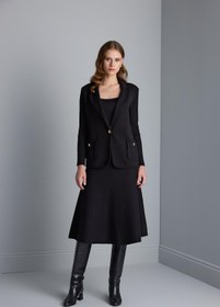 Resim Kloş Midi Siyah Triko Etek - Siyah / XS 