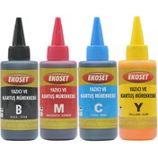 Resim ekoset Epson L3050 L3060 L3070 Uyumlu Mürekkep 4 Renk 100 Ml 