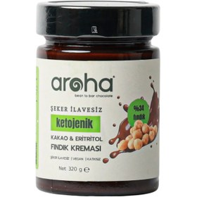 Resim AROHA Şekersiz, Kakaolu & Eritritollü, Ketojenik Fındık Kreması 320g 
