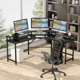 Resim Zizuva Tasarım 50x87 CM L Model Siyah Bilgisayar ve Çalışma Masası 