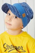 Resim Babygiz %100 Pamuklu El Yapımı Ekstra Yumuşak Erkek Bebek Çocuk Mavi Vizyerli 4 Mevsim Penye Şapka 