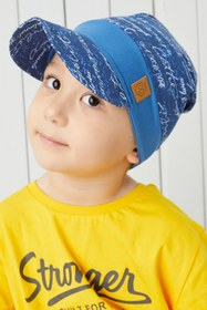 Resim Babygiz %100 Pamuklu El Yapımı Ekstra Yumuşak Erkek Bebek Çocuk Mavi Vizyerli 4 Mevsim Penye Şapka 