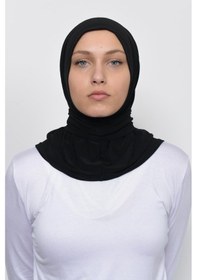 Resim Altobeh Çıtçıtlı Hazır Eşarp Hijap Siyah 