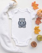 Resim TUĞBABABY Unisex Bebek Baby Hipopotam Baskılı Beyaz 