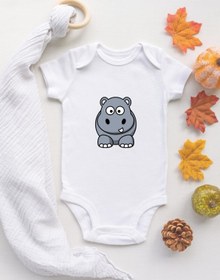 Resim TUĞBABABY Unisex Bebek Baby Hipopotam Baskılı Beyaz 