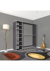 Resim Kenzlife giysi dolabı abdurrahman 180*180*40 gri gardırop 