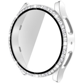 Resim Samsung Galaxy Uyumlu Watch5 İçin 40mm Tek Sıralı Elmas Pc Cam Saat Kılıfı Gümüş 