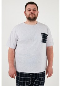 Resim Buratti Pamuklu Regular Fit Büyük Beden Erkek Pijama Takımı 6572002B Gri Melanj 