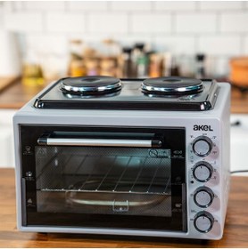 Resim Akel Af382 - Gri Çift Ocaklı 38 Litre Midi Fırın 