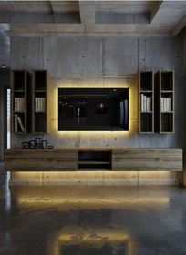 Resim Resital Ledli Duvara Monte Tv Sehpası - Ceviz - W6004-2 Ceviz 