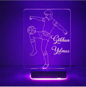 Resim Kişiye Özel Hediye Top Sektiren Futbolcu 3D Led Masaüstü Lamba 