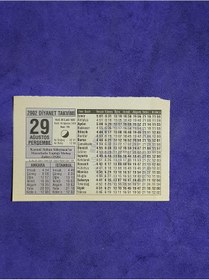 Resim 29 Ağustos 2002 Takvim Yaprağı - Nostalji Koleksiyonluk Takvim Yaprağı A 