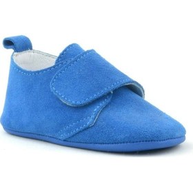 Resim Hapshoe Kids Hakiki Deri Mavi Cırtlı Kız Bebek Patik Mavi 