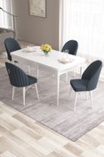 Resim Canisa Roz Serisi 80x132 Mdf Açılabilir Beyaz Masa Takımı 4 Antrasit Sandalye 