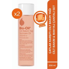 Resim Bio-Oil Çatlak ve Leke Karşıtı Nemlendirici Cilt Bakım Yağı 2 x 200 ML + Makyaj Çantası 