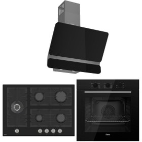 Resim Ferre Flowart BL Modüler Seriisi 3'lü Siyah Ankastre Set ( QBL62CS-BL135-D080 ) 