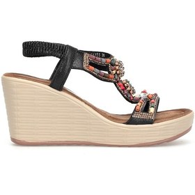 Resim Guja 26y155 Kadın Taşlı Dolgu Topuklu Lastikli Comfort Sandalet Siyah 