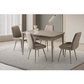 Resim Kelebek Cappicino Ahşap Salon Yemek Masa Sandalye Takımı 4 Fulya Sandalyeli Ortadan Açılır Büyüyen 9 Cappicino 