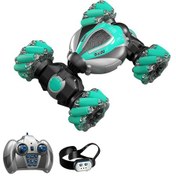 Resim Geekyou 2.4ghz Kablosuz Uzaktan Kumandalı Çift Kontrollü Akrobatik Araba, 4x4, Işıklar, Otomatik Gösteri, Yeşil 