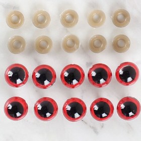 Resim Loren 14 mm Kırmızı 5 Çift Amigurumi Göz 