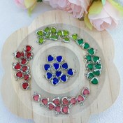 Resim 10PCS Bakırlı Çerçeveli Çok Renkli Çift Taraflı Kalp Şekilli Cam Aksesuarları DIY Yapımı Kulak Takı Kolye Bileklik 