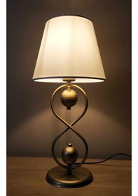 Resim Delhi Eskitme Ayaklı Abajur Masa Lambası Krem Şapka Salon Yatak Odası Abajur Eskitme 