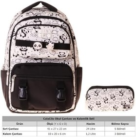Resim Sweet Kız Çocuk Panda Baskılı Okul Sırt Çantası ve Kalemlik Seti - SETCC-C4059C 