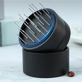 Resim Premium Alüminyum Kahve Sıkacağı Ayarlanabilir Basınçlı - Mükemmel Öğütme Dağılımı için 51/53/58mm Döner İğne Tasarımı, Siyah Taban ve Dokulu Tutma 