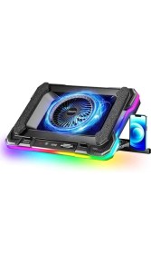 Resim GT100 Gaming Notebook Soğutucu 2200RPM RGB Işıklı LED Display Özellikli Taşınabilir Stand 