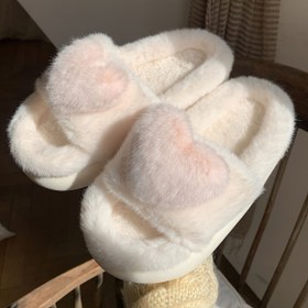 Resim Kadınlar için Peluş Sahte Tavşan Kürkü Kalp Tasarımlı Kayma-On Terlikler - Plusheva Kalın Yastıklı Tabanlı İç/Dış Mekan Ev Ayakkabıları, Tüm Sezonlara Uygun Makinede Yıkanabilir Rahat Ev & Günlük Kullanım, Sevimli Terlikler, Kalpli Desenli Terlikler, Yumuşak Malzeme 