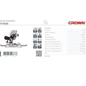 Resim Crown Gönye Kesme Makinası 210 Mm 1400w Ct15235 