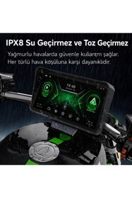 Resim qasul CarPlay & Android Auto Destekli Motosiklet Navigasyon Ekranı - IPX8 Su Geçirmez 6 İnç HD 