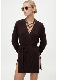 Resim Ritnice Kadın Briana Ultra Soft Kahverengi Kimono 
