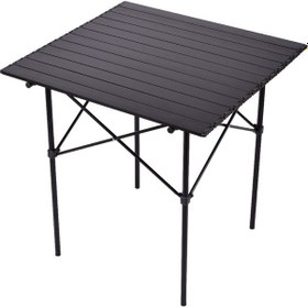 Resim Katlanır Alüminyum Kamp Piknik Masası Siyah 70x67x70 Siyah 