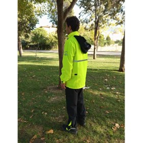 Resim Geborgenheit Kadın Erkek Moto GB Neon Motosiklet Yağmurluğu Outdoor Yağmurluk Cepli File Astarlı Kapşonlu Hafif Su Geçirmez Alt Üst Takım Motorcu Yağmurluk Orjinal 