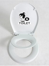 Resim Pekso Toilet Stickerli Çocuk Adaptörlü Çift Kullanımlı Klozet Kapağı 