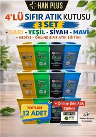 Resim HAN PLUS Geri Dönüşüm Kutusu Seti 12 Adet (3 Takım) Sıfır Atık Kutusu + Online Sıfır Atık Eğitim 