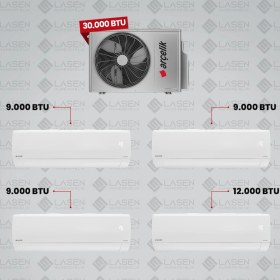 Resim Arçelik 1+4 Multi Sistem Klima / 36100 Md Pro Dış Ünite ( 3 Adet 9.000 Btu Beyaz + 12 Btu Beyaz Iç Üniteler ) 